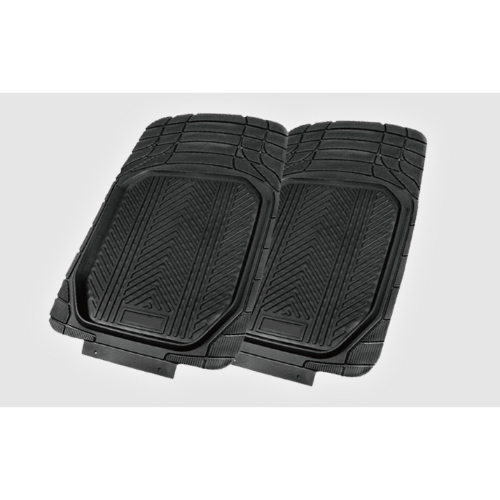 Black Heavy Duty Front Rubber Car Mat Set - 2 Piece