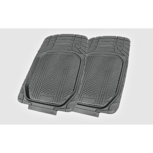 Grey Heavy Duty Front Rubber Car Mat Set - 2 Piece