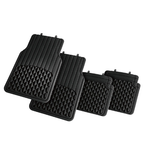 Rubber Car Mat Set Hexagon Design - Black