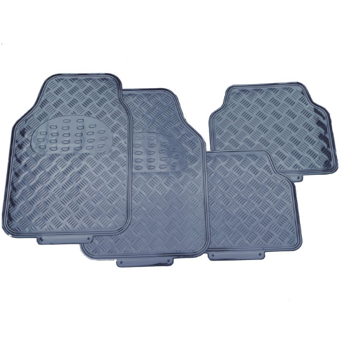 Carbon/Grey Aluminum Look Car Mat Sets - 4 Piece