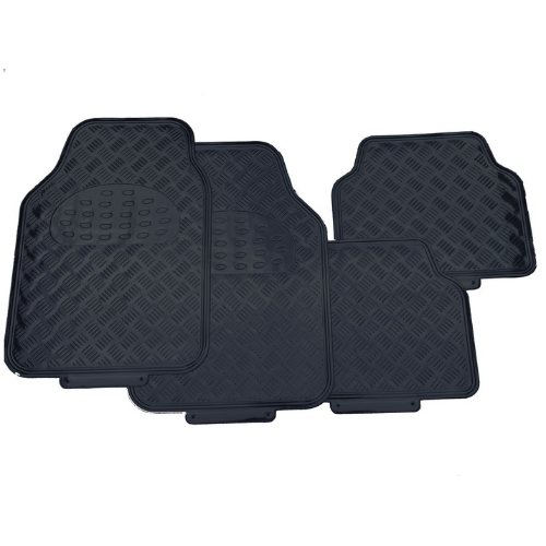 Black Aluminum Look Car Mat Sets - 4 Piece