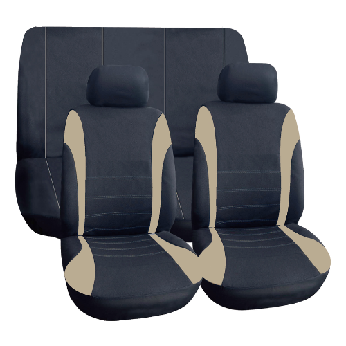 Black/Beige Elegant 6 Piece Seat Cover Set