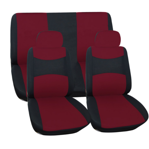 Black/Burgendy Trendy 6 Piece Seat Cover Set