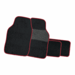 Black/RedTrim Carpet Mat Set with PVC Backing - 4 Piece